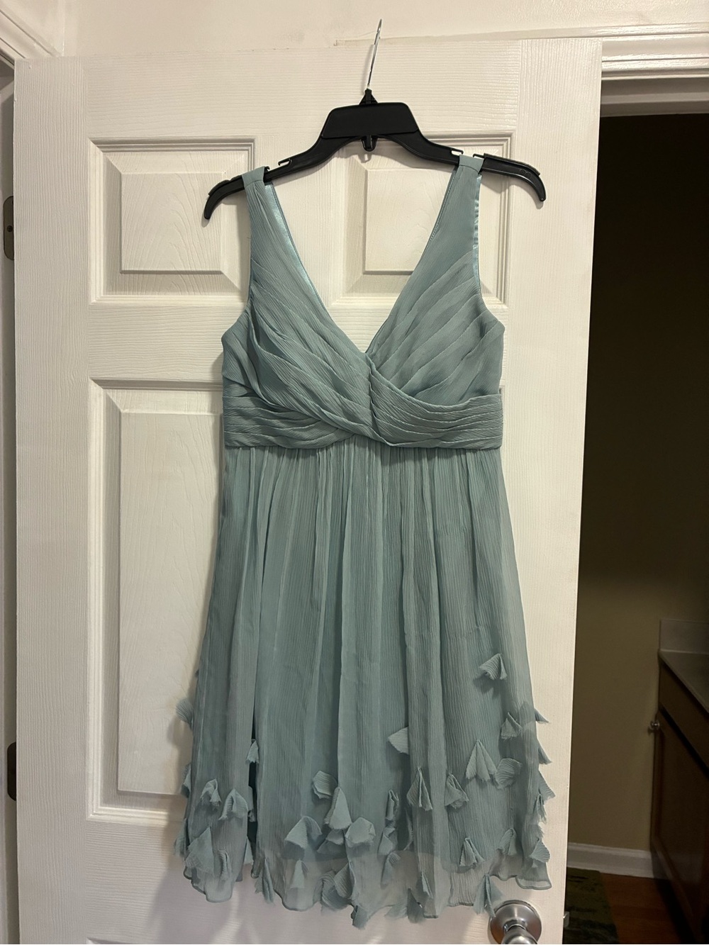 Jenny Yoo Blue Pleated Mini Chiffon Dress Size 4 LIKE NEW!!